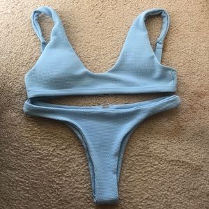 blue scoop bathingsuit set